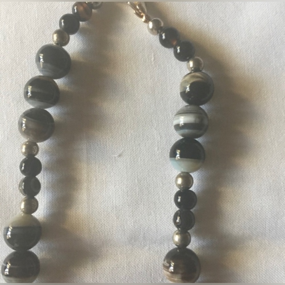 Agate Necklace in shades of brown, black & gray